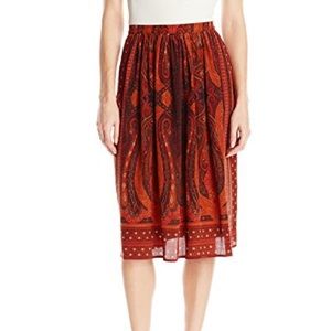 Lucky Brand Mirrored Batik Silk Skirt M NWT